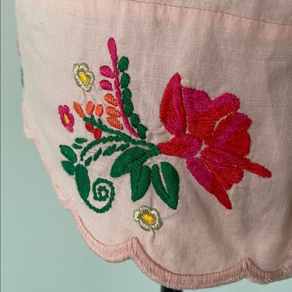 VTG Juicy Couture Light Pink Ruffled Strap Blouse Sz 0 Floral Embroidered Y2K - Picture 6 of 11